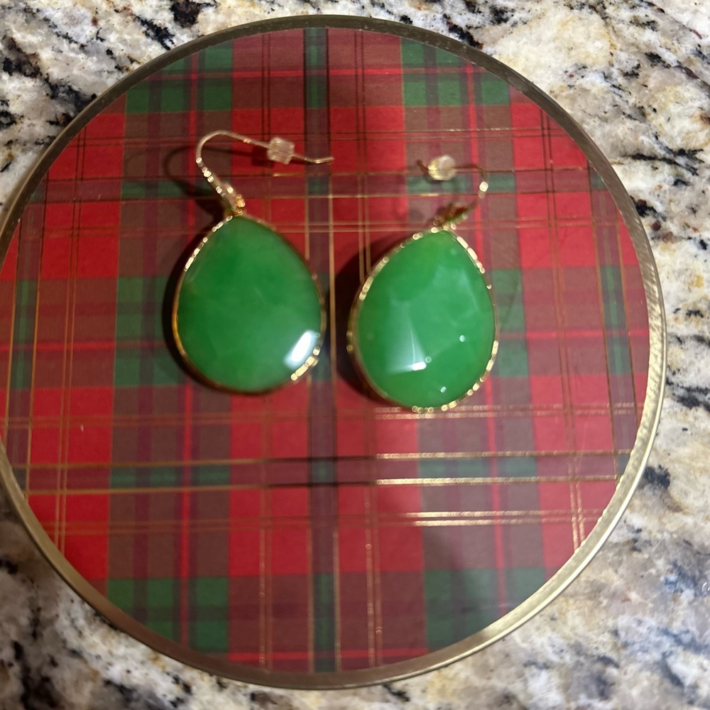Stella & Dot Green Teardrop Earrings